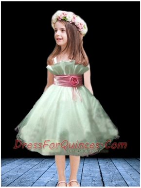 Elegant A-Line Straps Flower Girl Dress with Ruching Belt