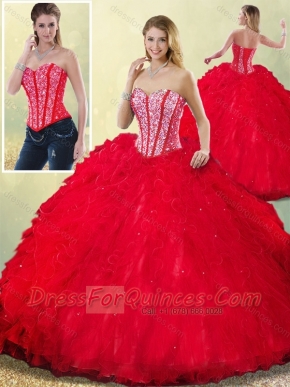 2016 Latest Sweetheart Beading Quinceanera Dresses with Ruffles