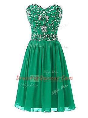 Chiffon Sleeveless Knee Length Evening Dress and Beading