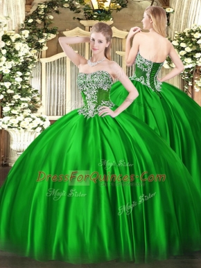 Extravagant Ball Gowns Ball Gown Prom Dress Green Strapless Satin Sleeveless Floor Length Lace Up