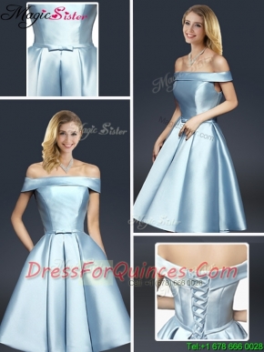 2016 A Line Knee Length Prom Dresses with Ruching