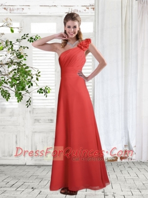 New Style Ruching One Shoulder Empire Dama Dress for 2015