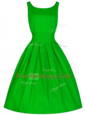 Knee Length Green Dama Dress for Quinceanera Taffeta Sleeveless Ruching