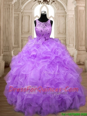 Popular Scoop Big Puffy Quinceanera Dress with Beading and Ruffles