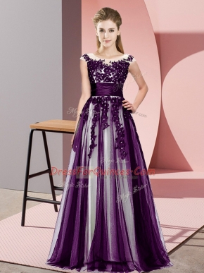 Fashion Dark Purple Scoop Zipper Beading and Lace Dama Dress for Quinceanera Sleeveless