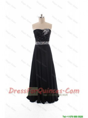 Pretty Simple Empire Strapless Beaded Prom Dresses in Black