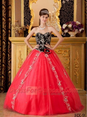 Elegant Red A-line / Princess Sweetheart Quinceanera Dress with Tulle Beading