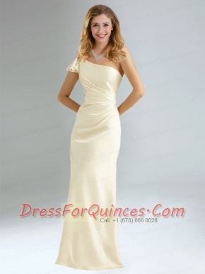 Popular Column Ruching Dama Dresses with One Shoulder