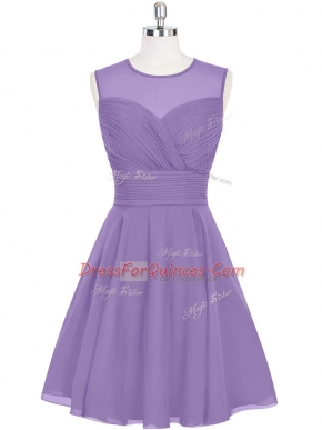 Sleeveless Zipper Mini Length Ruching Evening Dress