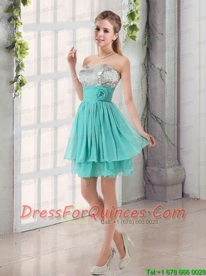 Sweetheart A Line Junior Dress with Sequins and Handle Made Flowers