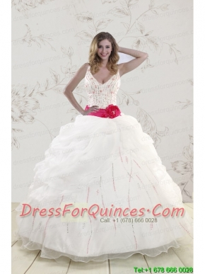 Elegant Halter Belt Beading White 2015 Quinceanera Dresses