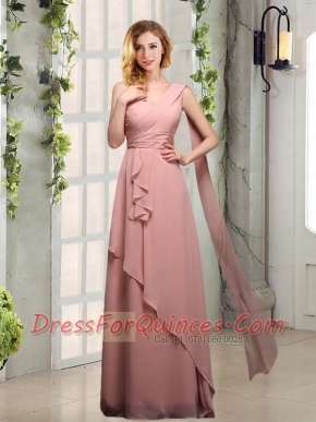 One Shoulder Empire 2015 Dama Dresses with Ruching