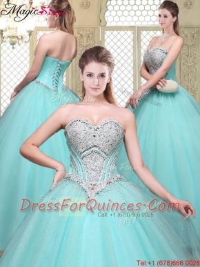 2016 Modest Sweetheart Beading Quinceanera Gowns for Summer