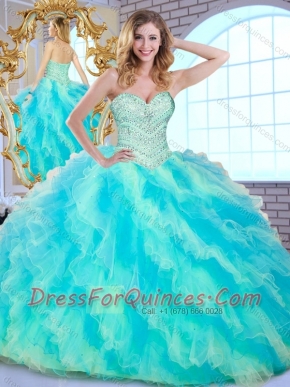 Pretty Ball Gown Multi Color Sweet 16 Dresses with Beading and Ruffle