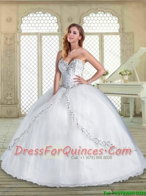 Perfect Sweetheart Beading White Quinceanera Gowns