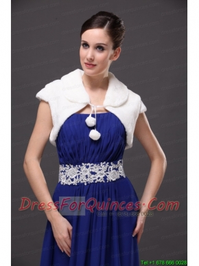 Faux Fur Wedding Affordable Short Sleeves V-Neck Prom And Wedding Party Jacket White