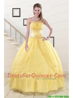 Wonderful Yellow 2015 Quinceanera Dresses with Strapless