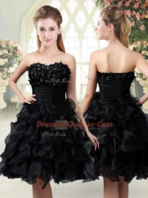 Sleeveless Beading and Appliques and Ruffles Side Zipper Juniors Party Dress