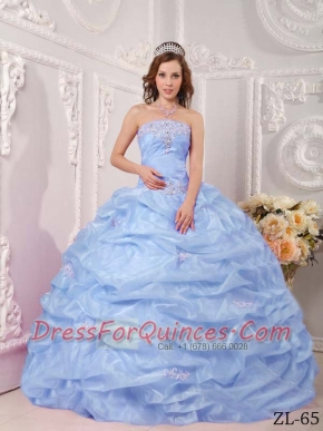 Exclusive Ball Gown Strapless 15th Birthday Dresses with  Organza Appliques Lilac
