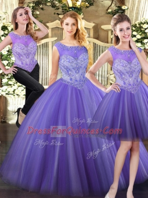 Fancy Sleeveless Zipper Floor Length Beading Vestidos de Quinceanera