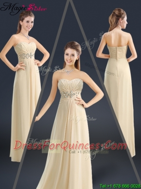 2016 Latest Sweetheart Beading Prom Dresses in Champagne