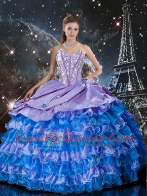 Glorious Sweetheart Sleeveless Organza Sweet 16 Quinceanera Dress Beading and Ruffles Lace Up