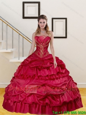 Perfect Wine Red Strapless Beading and Pick Ups Quinceanera Dresses for 2015