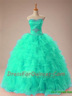 2015 Romantic Sweetheart Beaded Quinceanera Dresses with Ruffles