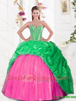 2015 Classical Sweetheart Quinceanera Gown with Beading and Pick Ups