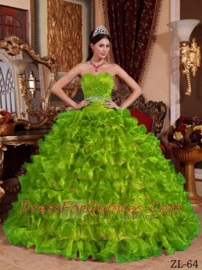 Classical Quinceanera Dresses In Spring Green Ball Gown Sweetheart With Organza Beading