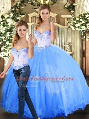 Extravagant Tulle Sleeveless Floor Length Quinceanera Gown and Beading