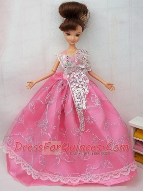 The Most Amazing Rose Pink Dress With Sequins Made to Fit the Barbie Doll