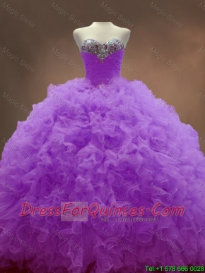 Beautiful Sweetheart Lilac Quinceanera Dresses with Beading and Ruffles