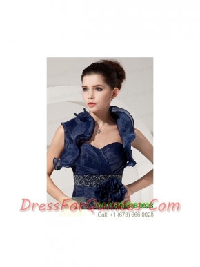 Fold-over Collar Sleeveless Jacket in Navy Blue