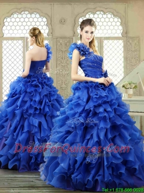 New Arrivals One Shoulder Ruffles Quinceanera Gowns for 2016