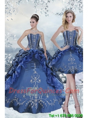 Custom Made Embroidery and Beading Blue Quince Dresses for 2015