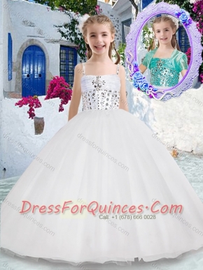 Luxurious Spaghetti Straps Ball Gown Flower Girl Dresses with Beading