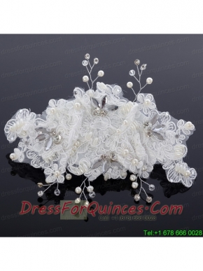 Elegant Imitation Pearls Lace Hair Ornament for Wedding