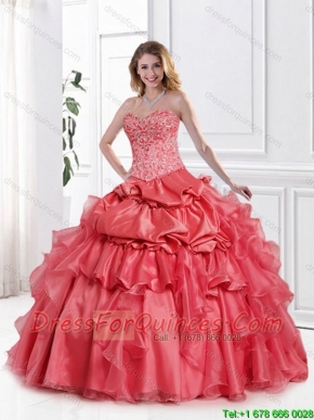 Gorgeous Appliques and Beaded Quinceanera Dresses in Watermelon