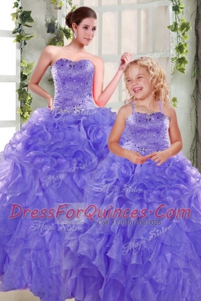 High End Sleeveless Lace Up Floor Length Beading and Ruffles 15 Quinceanera Dress