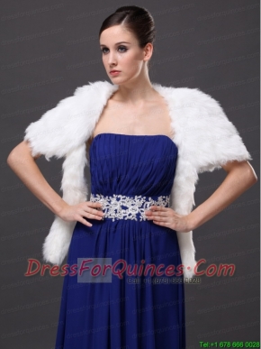 Faux Fur Wedding Affordable Short Sleeves Prom And Wedding Party Jacket White