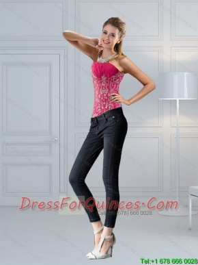 Perfect Hot Pink  Sweetheart Corset with Embroidery and Beading