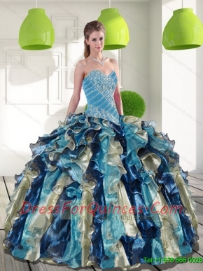 Fashionable Multi Color Quinceanera Dresses with Beading and Ruffles for 2015