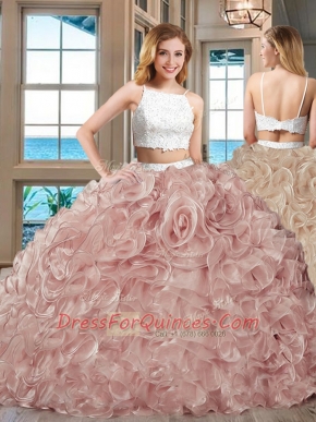 Straps Sleeveless Backless Floor Length Beading and Ruffles Quinceanera Dresses