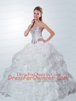 Customize Sweetheart Beading Quinceanera Dresses in White For 2015