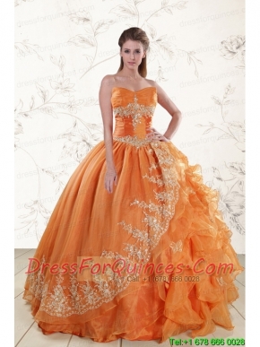 Cheap Strapless Appliques 2015 Quinceanera Dresses in Orange