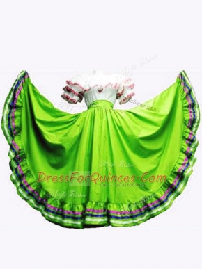Lace Up Off The Shoulder Ruffled Layers Vestidos de Quinceanera Taffeta Short Sleeves