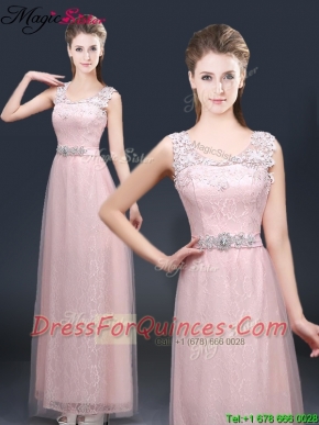2016 Pretty Empire Scoop Prom Dresses with  Lace and Appliques