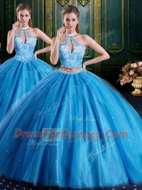Eye-catching Beading and Appliques Quinceanera Dresses Baby Blue Lace Up Sleeveless Floor Length