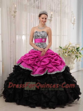 Brand New Hot Pink and Black  15th Birthday Dresses with Ball Gown Sweetheart